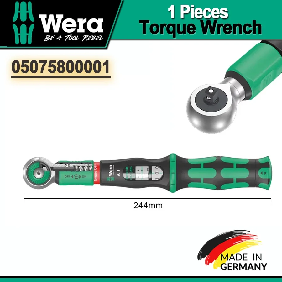 

Wera Safe-Torque A 1 Torque Wrench with Slide-Over Mechanism Wrenches Tool with 1/4" Square Head Drive NO.05075800001
