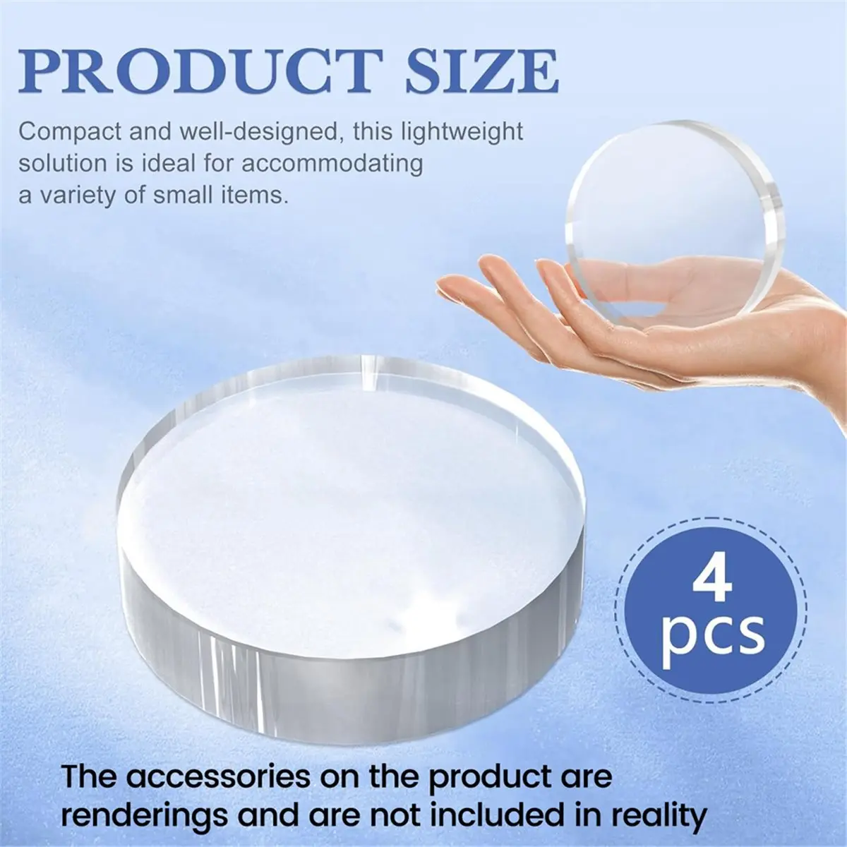 2026 New Acrylic Blocks 4Pcs Acrylic Base Stand for Display Clear Block Round Riser Display Stands for Jewelry Trophy Props