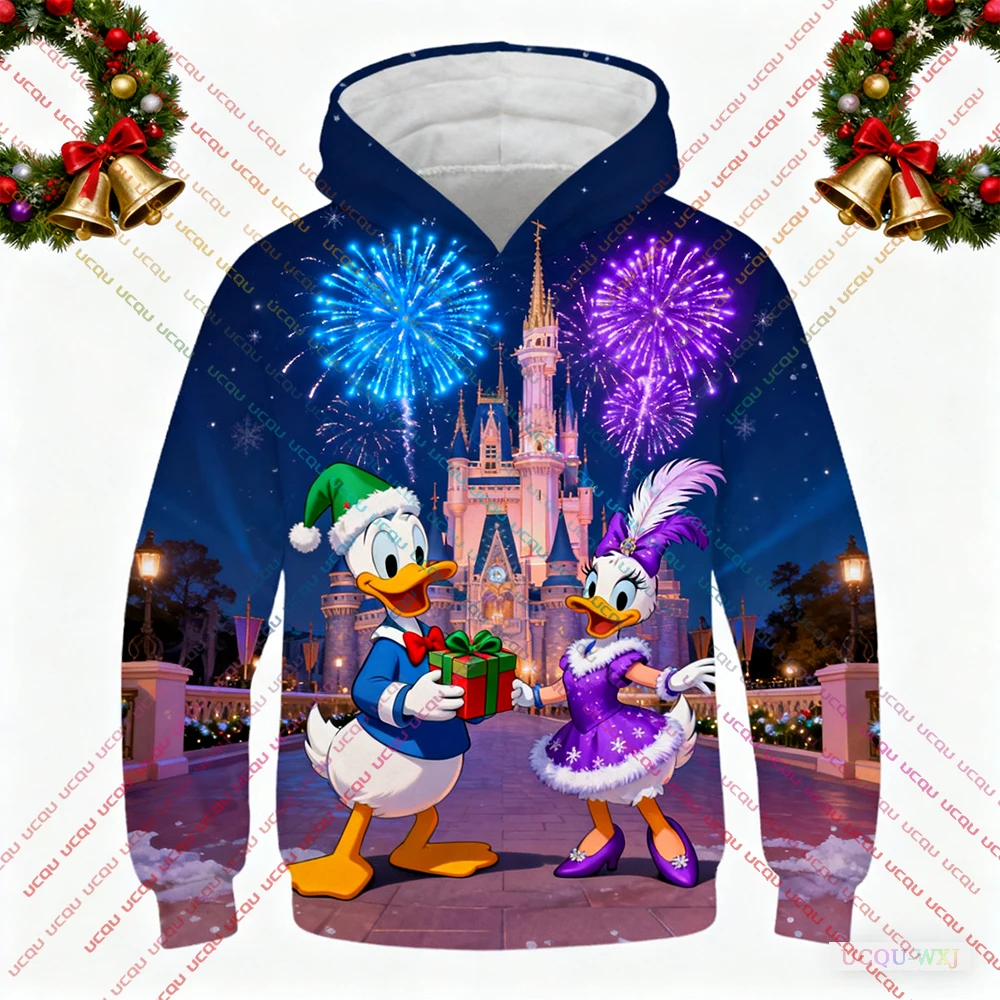 Christmas Disney Princesses Women's Pure Sweatshirt Hooded Sweatshirt Fashion Casual Pants Unique Print Plus Size Streetwear