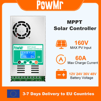 PowMr MPPT 60A Solar Charge Controller Solar Panel Regulator 12V 24V 36V 48V Auto Max PV 190VDC For Lead Acid Lithium Battery