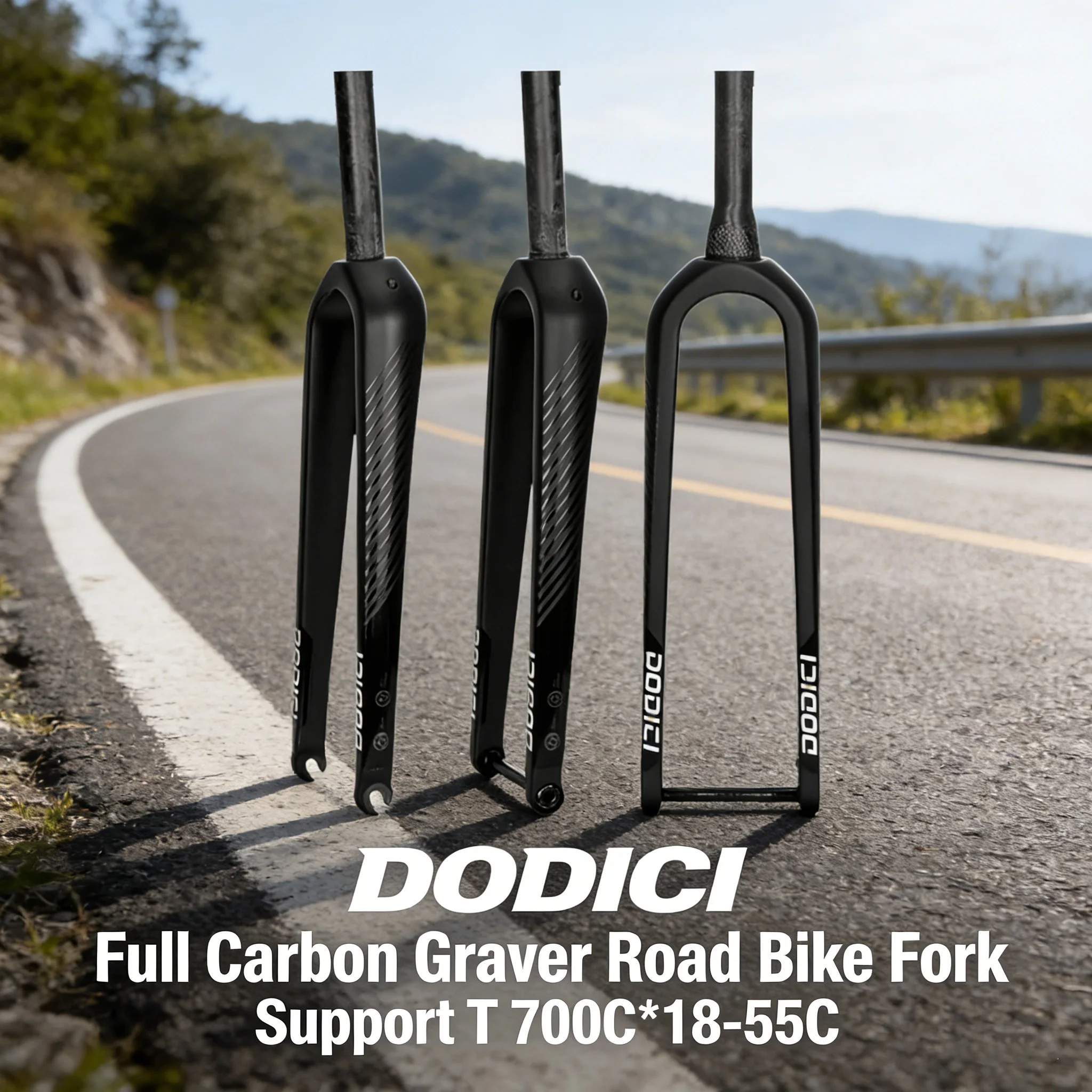 

DODICI Carbon Fiber Gravel Road Front Fork Carbon Hard Fork Straight/tapered Tube Quick Release/thru-axle Mountain Bike 700*55C