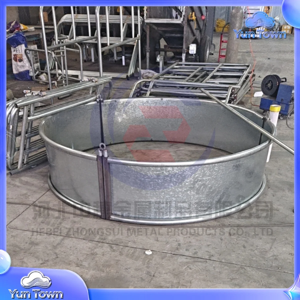 for Gold Seller Durable Metal Round Hay Bale Feeder for Horse Cattle Farm Livestock Galvanized Feed Trough Animal Feeding