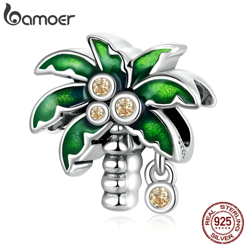 

Bamoer Genuine 925 Sterling Silver Pendant Summer Coconut Tree Charm fit for Women Bracelet & Bangle Fine Jewelry Gift