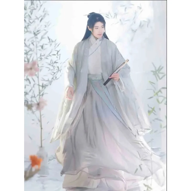 Plus size 4XL Hanfu men & women Chinese embroidery Hanfu couples Cosplay Costume Fancy dress green/gray/white Hanfu jacket for m