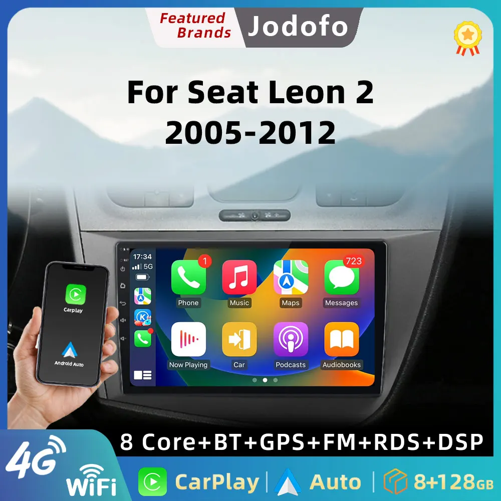 

Jundof 2Din Android 12 Car Radio For Seat Leon 2 MK2 2005 - 2012 Multimedia Video Player Carplay Stereo Auto DVD QLED Screen DSP