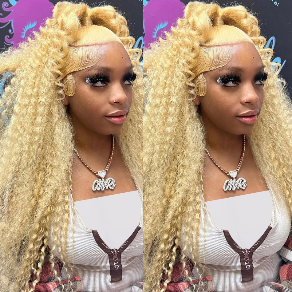 Wiggogo 613 Blonde Lace Front Wig 13X6 Hd Lace Frontal Wig 13X4 Curly Lace Front Human Hair Wig Hd Lace Wig Deep Wave Wigs