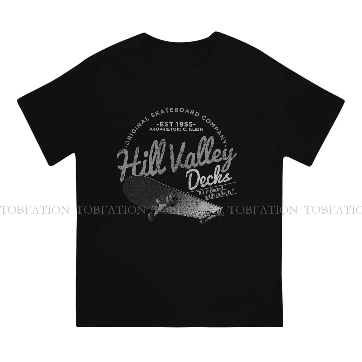 Hill Valley Decks Original Skateboard Company TShirt Back to the Future Film Creative T Shirt Male Tee 100% Cotton Clothes