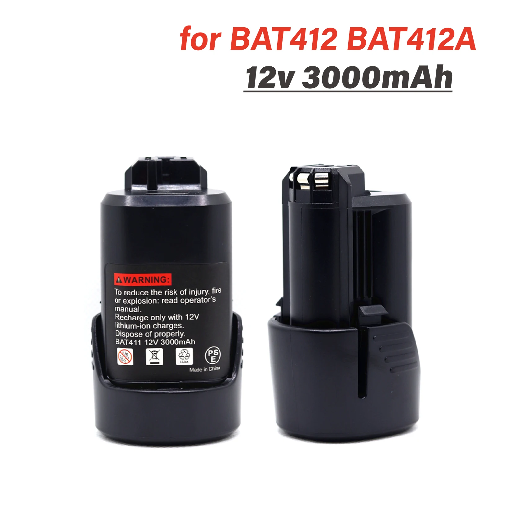 

BAT411 3000mAh 12v Li-ion Battery pack replace for BOSCH cordless Electric drill screwdriver BAT412 BAT412A 3.0Ah