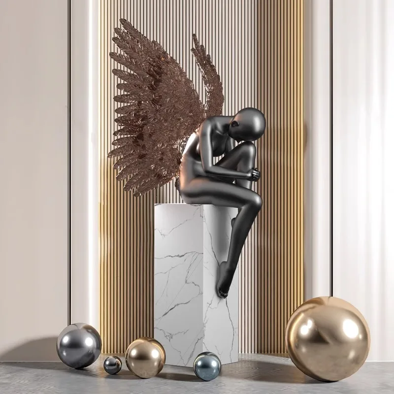 

Modern Creative Sculpture Ornament Unique Landing Angel Character For Hotel Lobby Home Decoration