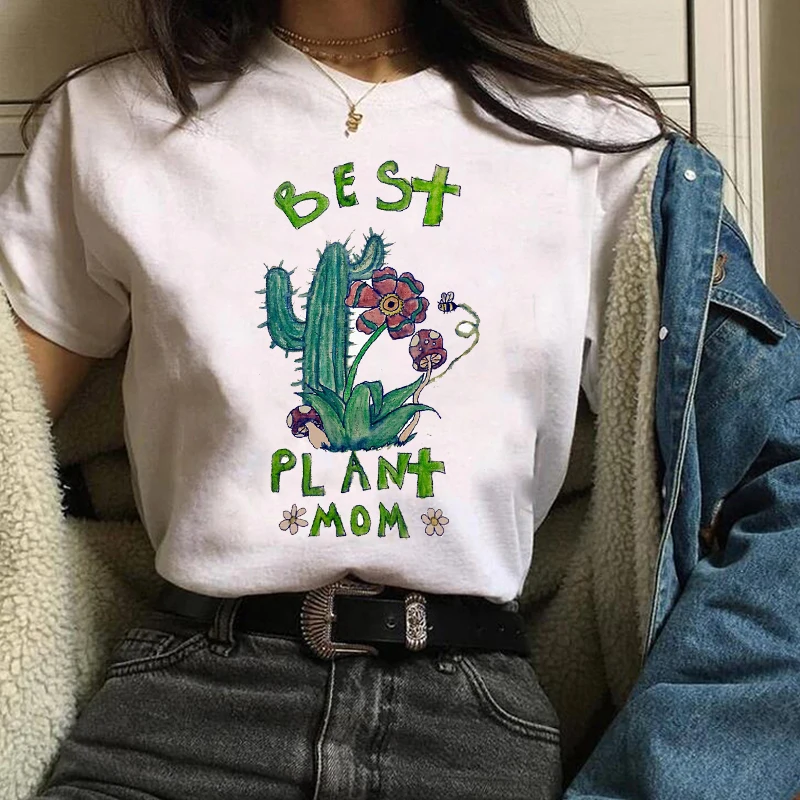 

Best Plant Mom Cactus Flower Graphic Print T-Shirt Women Fashion Short Sleeve Tees Tops Female Ladies Lady TShirt T Shirt