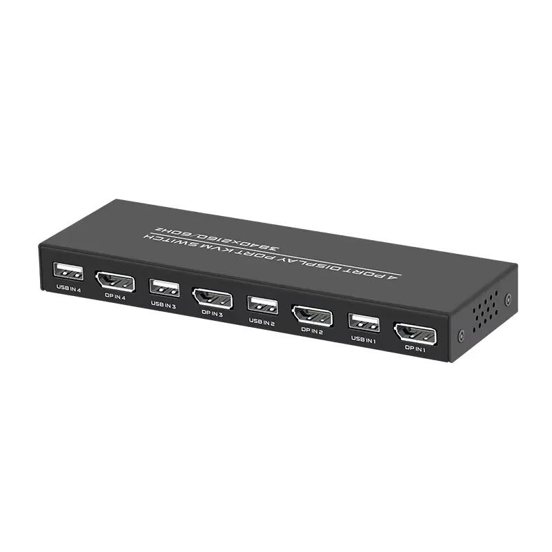 FJ-DK401 FJGEAR Plug and Play 4 Port 4 in 1 Out Display Port Kvm Switch Support 3840*2160/60Hz USB 2.0 DP KVM Switch
