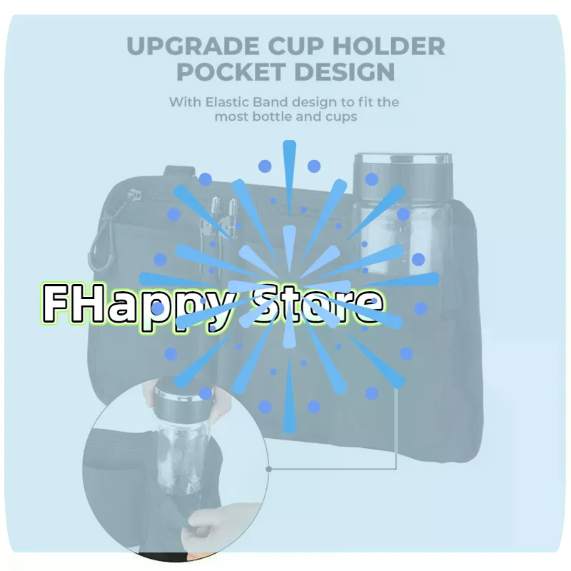 [MA]1Pcs Travel Pouch Wheelchair Side Bag With Cup Holder Wheel Chair Bag For Seniors Outdoor Electric Wheel Chair Drink Phone