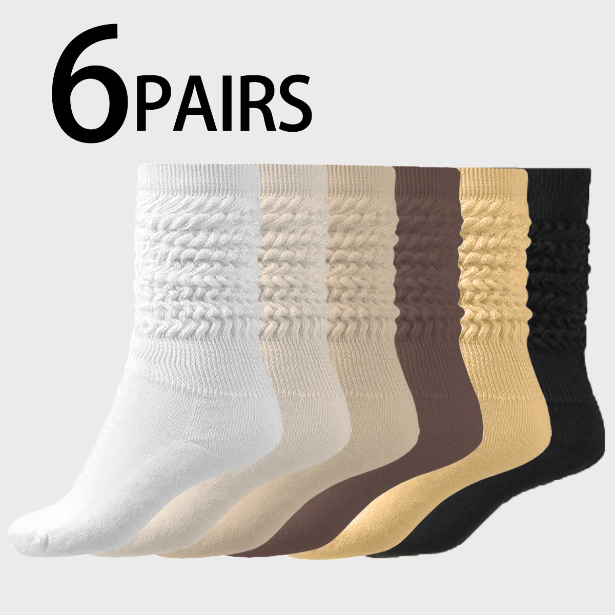 

6 Pairs Women's Socks, Slouch Socks, Crew Socks, Slouchy Socks, Muliticlour, Comfy Socks