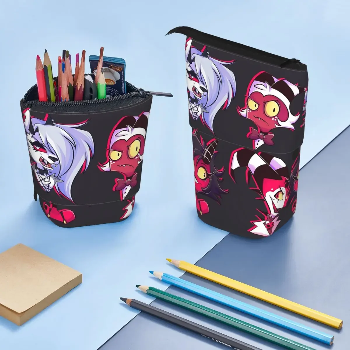 

Loona Collage Helluva Boss Anime Reversible Pencil Case for Boys Girls School Pen Box Pencil Bag Stationery Supplies