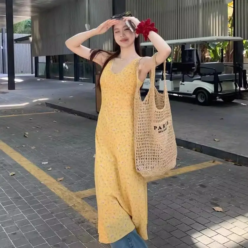 فساتين نسائية بدون أكمام بوهو ربيعية من الشيفون بنقاط دائرية مطوي حلو رومانسي شبابي جميل جميل ناعم متعدد الألوان للأعمال #1