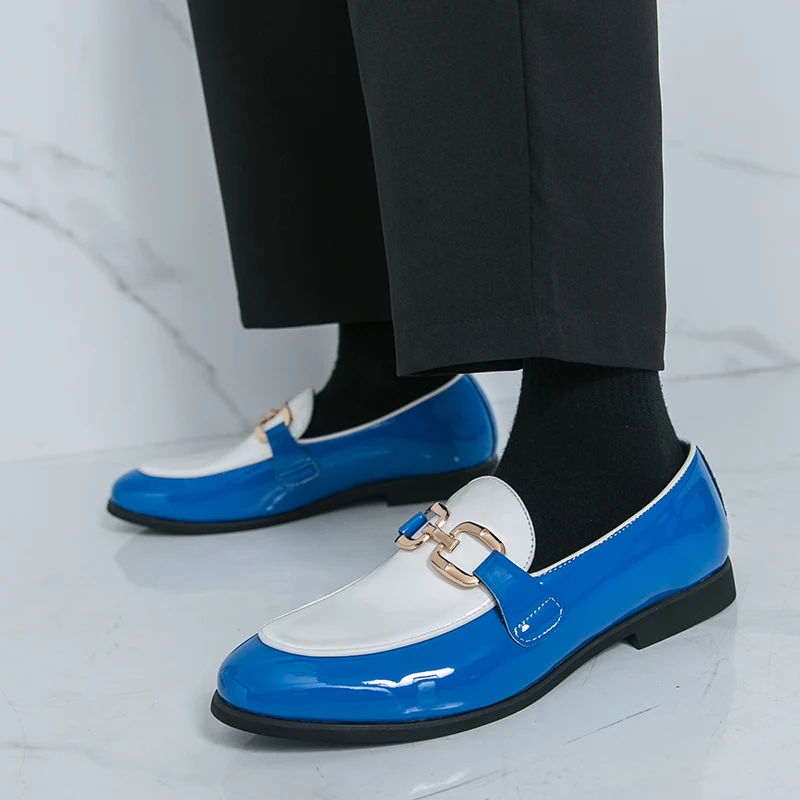 Men Loafers PU Splicing Low Heel Fashionable Classic Comfortable Men Shoes Size 38-46