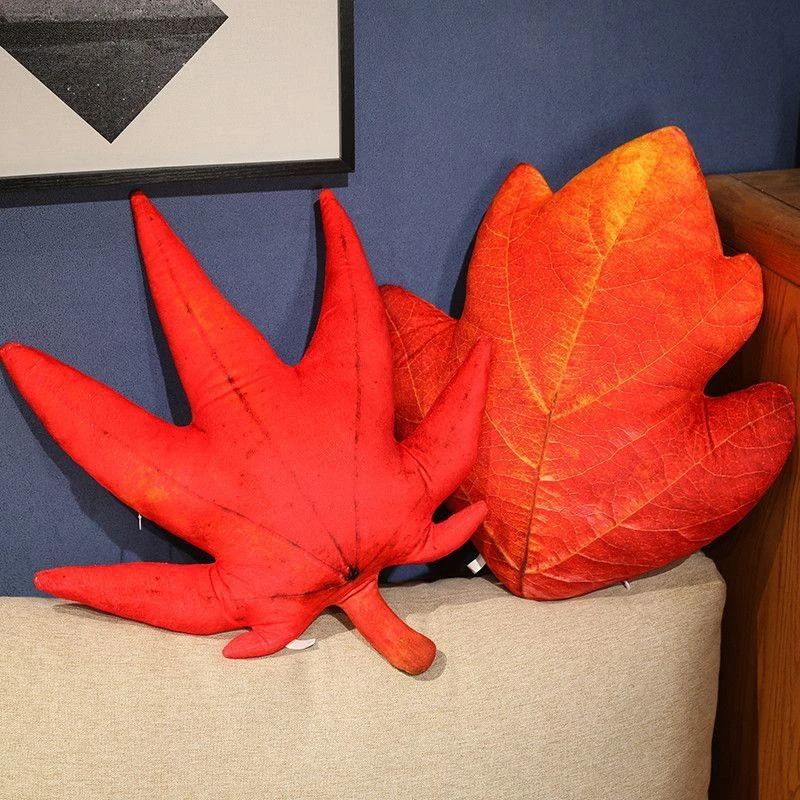 40-50CM Realistic Plant Leaf Series Plush Toys Ginkgo Leaf Green Leaf Hawthorn Leaf Red Maple Leaf Turtle-back Leaf Dolls