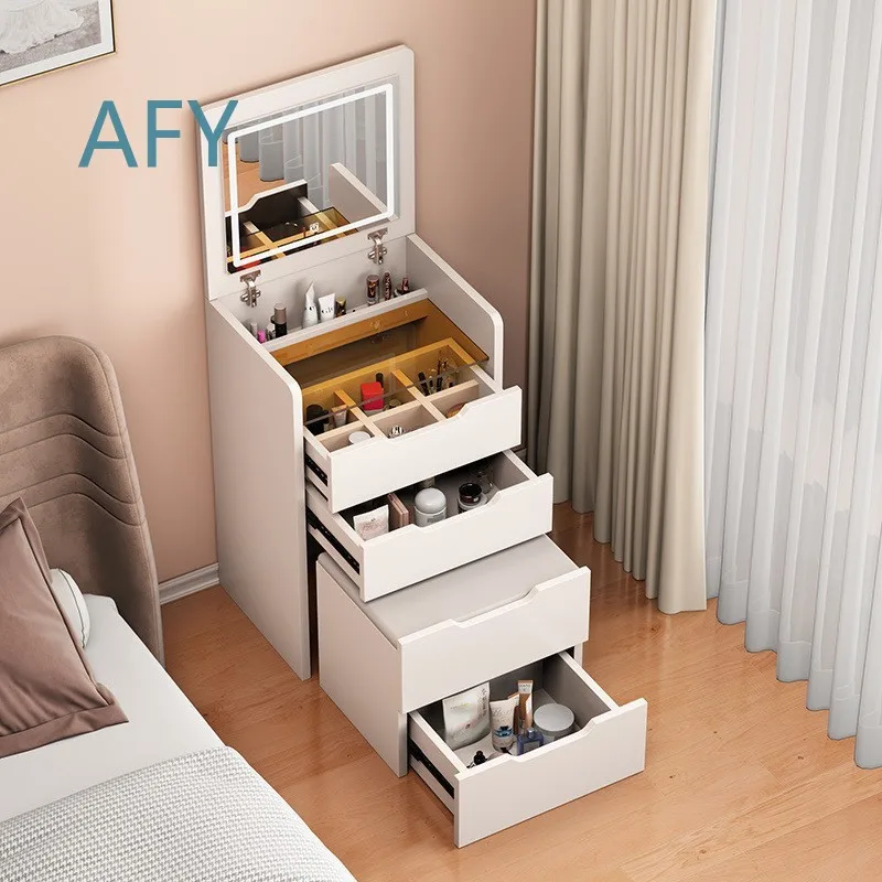 Dresser for Cream Style Modern Simple Multifunctional Flippable Cream Super Small Apartment Storage Cabinet Makeup Table
