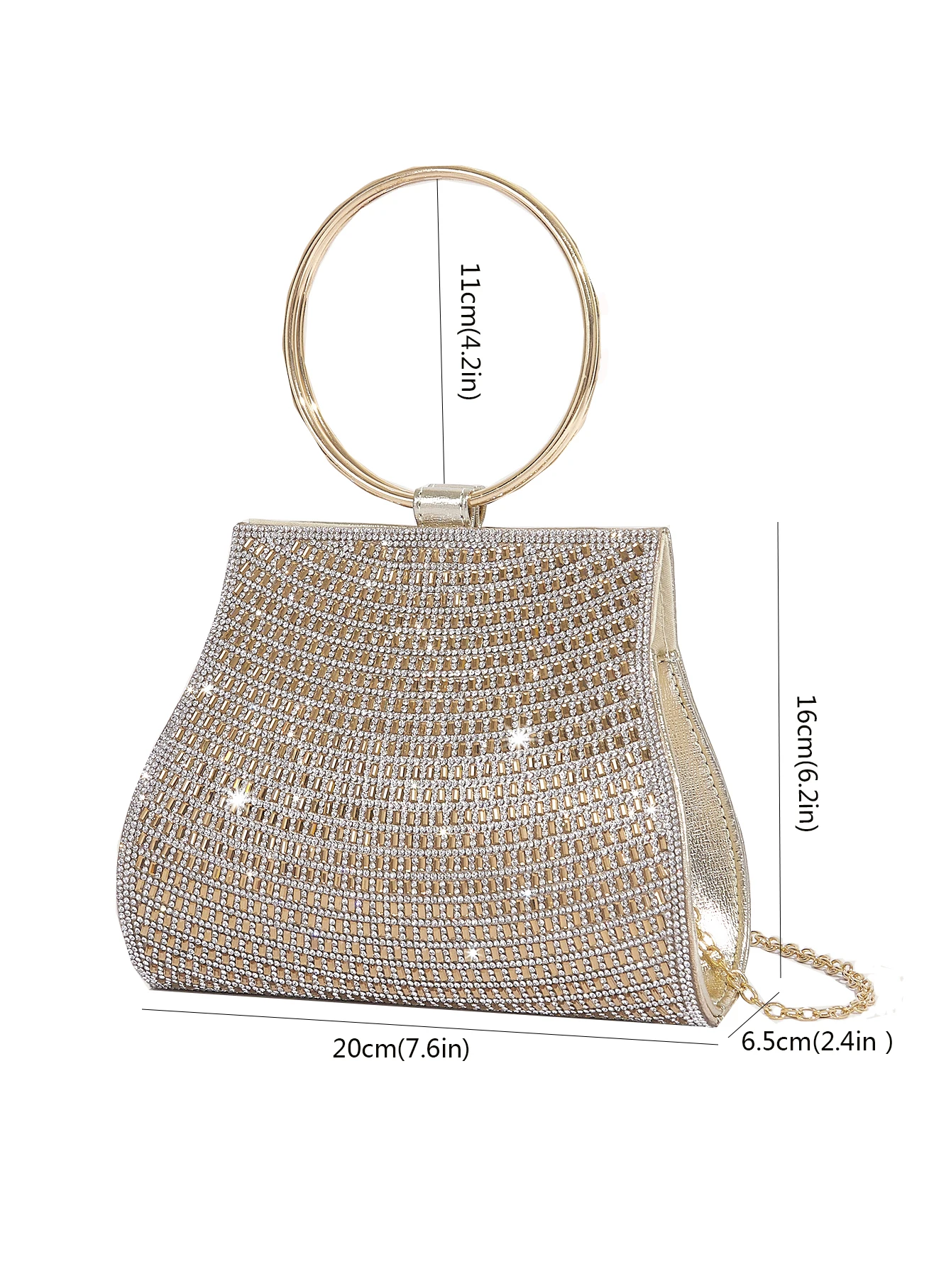 Evening Bag Shiny Rhinestone Bag Fashion Elegant Gold Handbag for Women Trend Party Chain Bag Silver Shell Bag