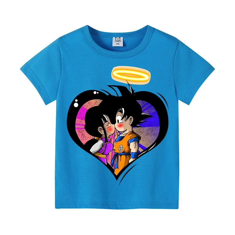Dragon Ball T-shirts Goku Clothes Cartoon Anime Printed Short Sleeves Casual Kids Tees Y2K Round Neck Tops Boys Summer Clothing