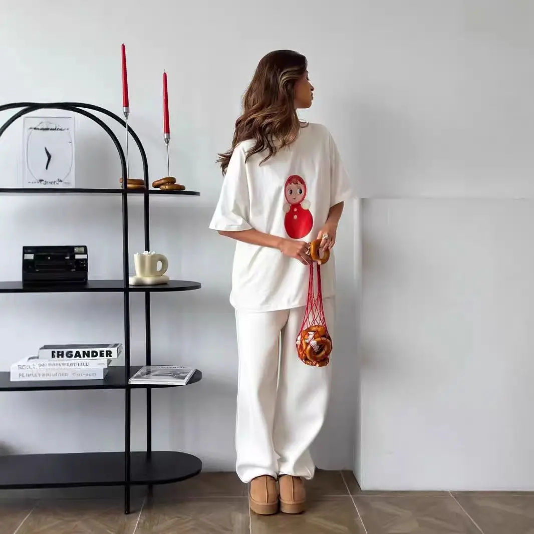 الفتيات الروسية طباعة القطن قصير الأكمام التي شيرت المرأة عادية تنوعا تي شيرت الصيف المتضخم الملابس الموضة الأوروبية الجديدة