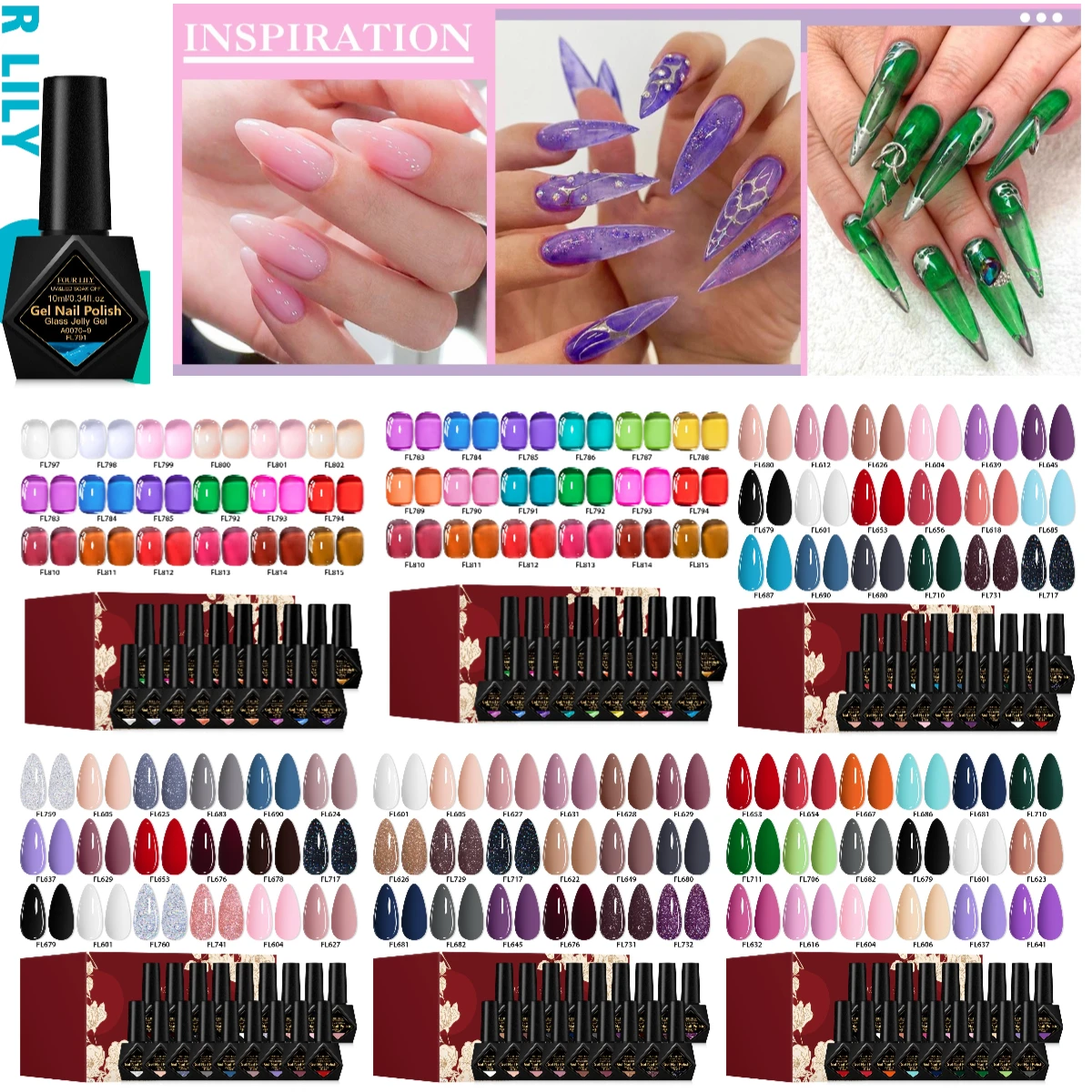 

18PCS/SET FOUR LILY Autumn Wine Red Gel Nail Polish Kit Sitable For Home Salon Manicures Unscented With Long-Lasting Varnish
