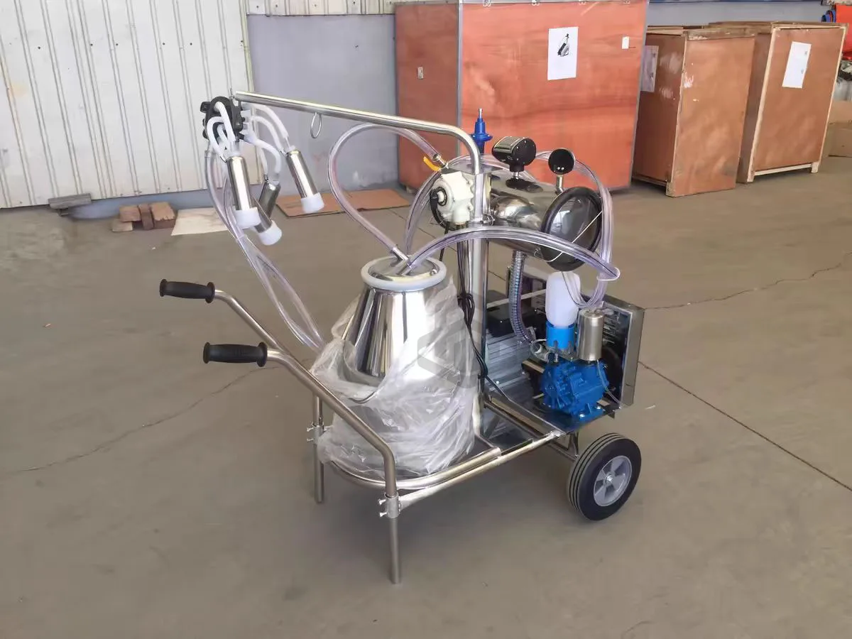 Mobile milking machines Single and double barrel vacuum pumps Milking machines
