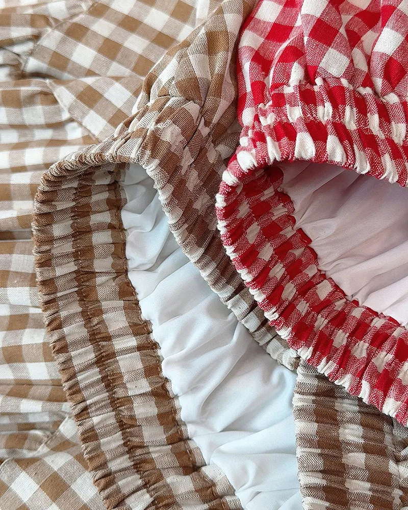 2025, neuer Luxus-Patchwork-Maxirock mit kariertem A-Linien-Kleid im Vintage-Stil mit hoher Taille