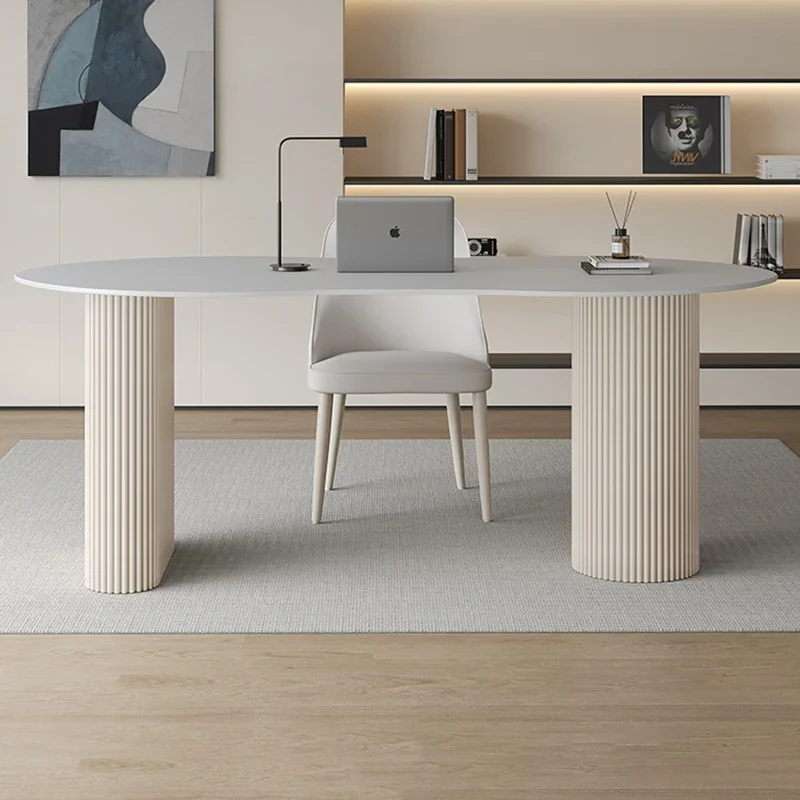 

White Wooden Office Desk Study Computer Gaming Executive Bedroom Office Desk Organizers Design Minimalist Ufficio Home Furniture