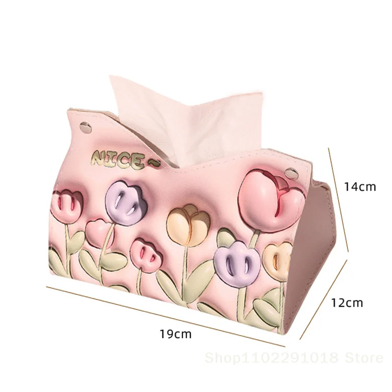 ดอกไม้ที่สวยงามเนื้อเยื่อคุณภาพสูงหนังผ้าเช็ดปากผู้ถือขนาดใหญ่ความจุกระดาษผ้าเช็ดตัวกล่อง Home Table Decor