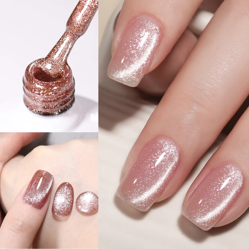 

BORN PRETTY 10ml Shining Reflective Cat Magnetic Gel Nail Polish Champagne Wine Red Glitter Soak Off UV Nail Art Salon Home