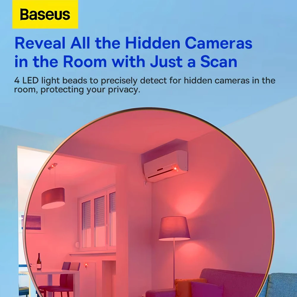 Baseus Camera Detector for Hidden Camera Portable Pinhole Lens Detect Gadget Anti-Peeping Security Protection Candid Detector