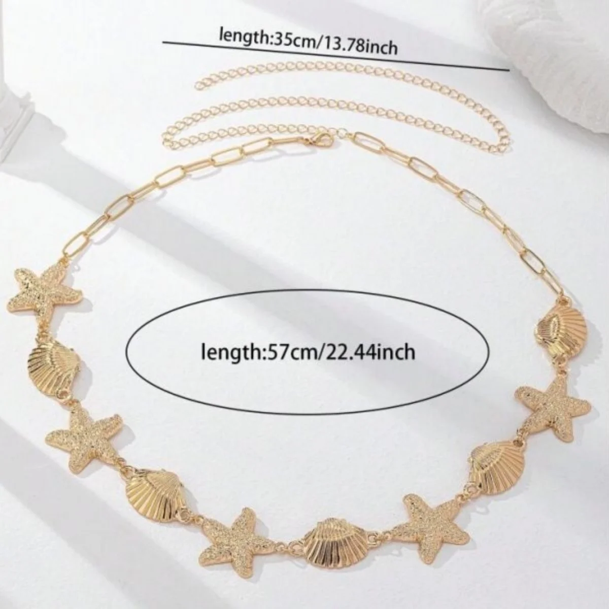 Metallische Seestern-Muschel-Taillenkette für Damen und Herren, trendige Sommer-Strand-Ozean-Seestern-Bauchkette, böhmischer Körperschmuck – Detail 29