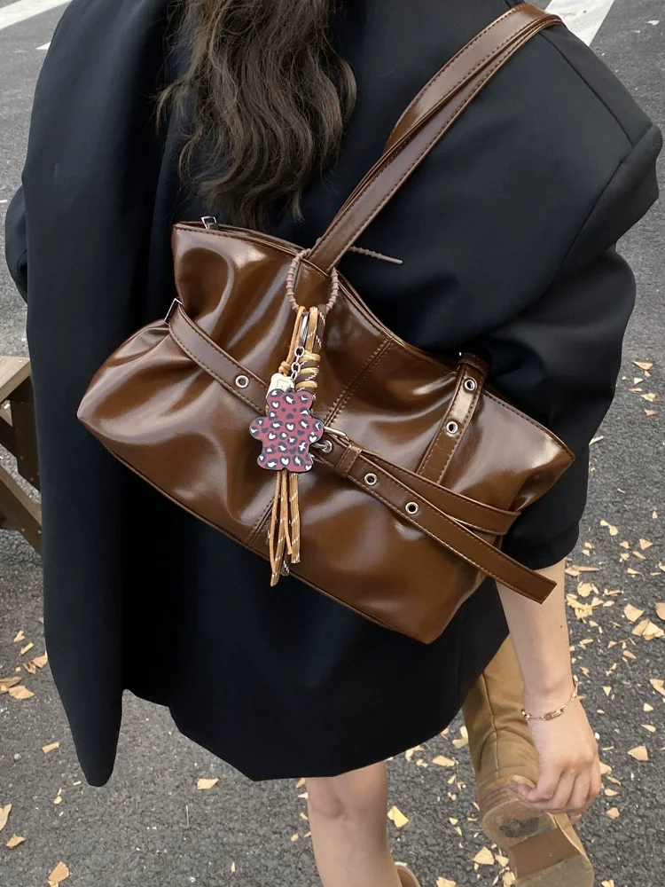 

Усовершенствованная ручная сумка подмышки для женщин, осень/зима 2025, новая ретро-сумка на плечо с поясом, повседневная большая сумка большой вместимости