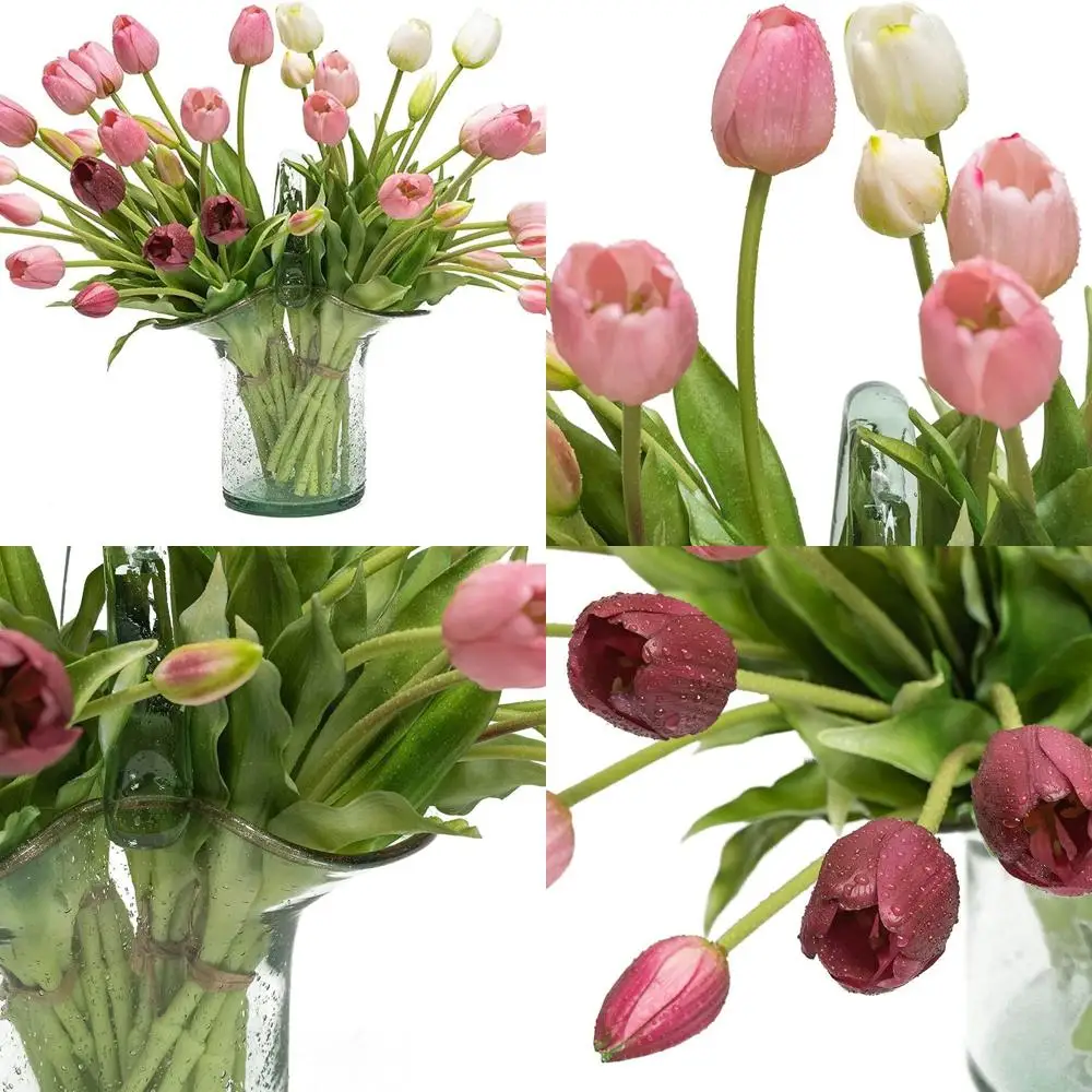 

40 Stems Lifelike Purple Latex Tulips for Weddings, Parties, and Home Décor