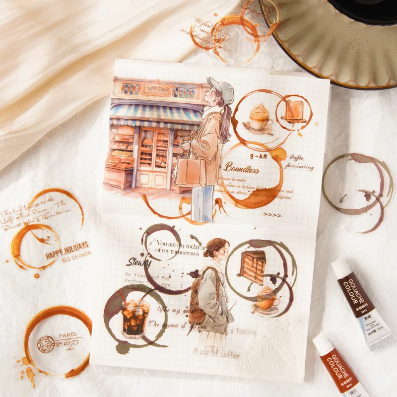 Card Lover 30 Pcs [Smoke And Rain Flowing Light Series] Base Collage Decoration Collage Material PET Sticker Paper Scrapbook Kit