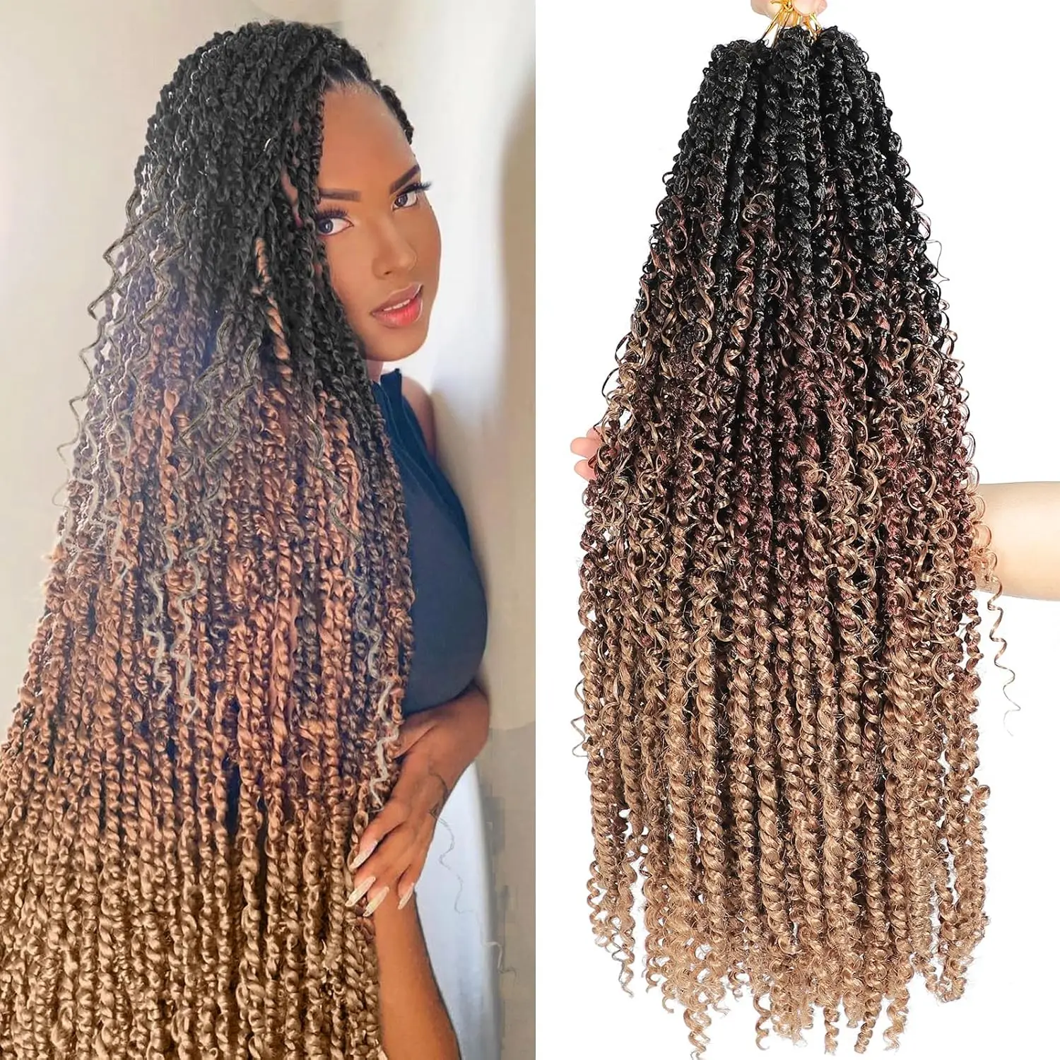 Boho Style Passion Twist Hair  Long Crochet Passion Twist Hair Pre Looped Goddess Passion Twsit Crochet Hair Synthetic