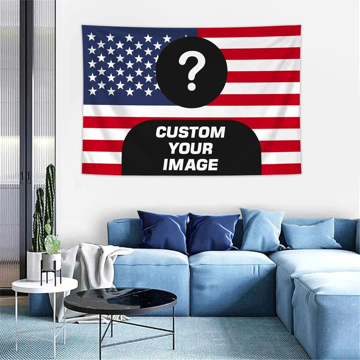 1PC Custom  American Flag Personalized with Your Image, Fun Tapestry Poster for Decorating Clubs, Wall Hanging Decor