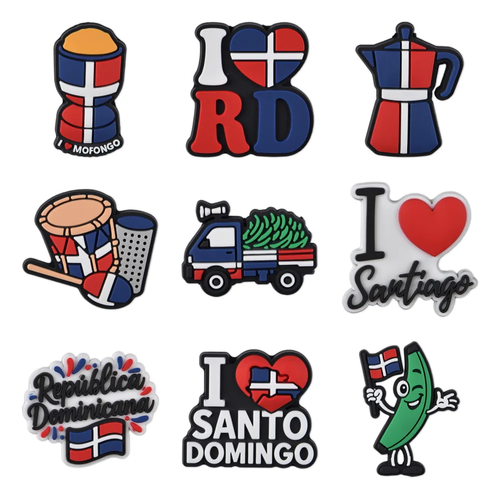 Abalorios para Zapatos de Cultura Dominicana: Merengue, Carnaval, Bandera Dominicana. Decoración para Zapatos, Pins y Accesorios para Zuecos para Hombres y Mujeres.