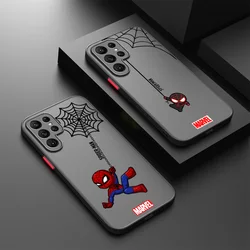 Marvel Anime Spiderman For Samsung S23 S22 S21 S20 S10 S9 Note 20 10 Ultra Plus FE Lite Frosted Translucent Phone Case