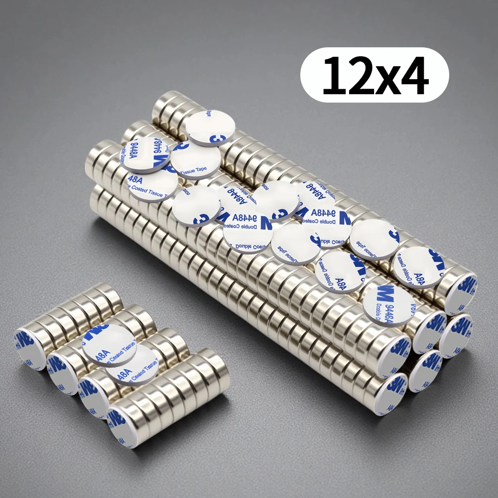 

12x4mm Super Powerful Round Neodymium Magnet With double-sided adhesive Magnet N35 Strong Permanent Magnetic imanes