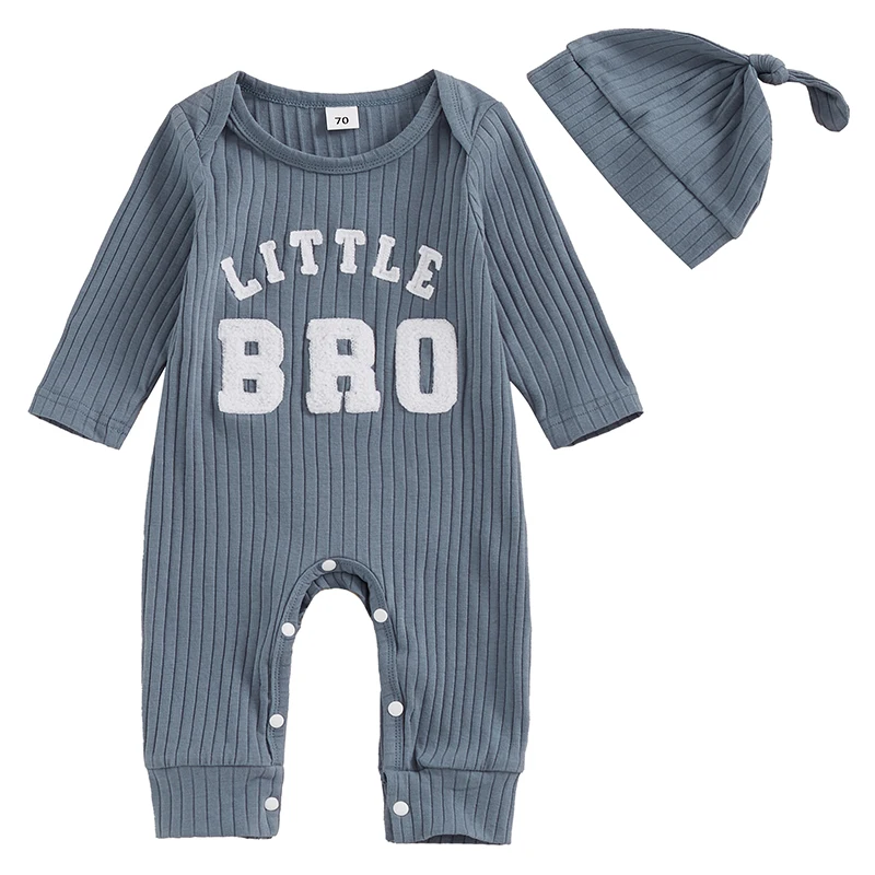 طقم بذلة للأولاد الصغار، رومبير بأكمام طويلة ورقبة دائرية مطرزة مع قبعة