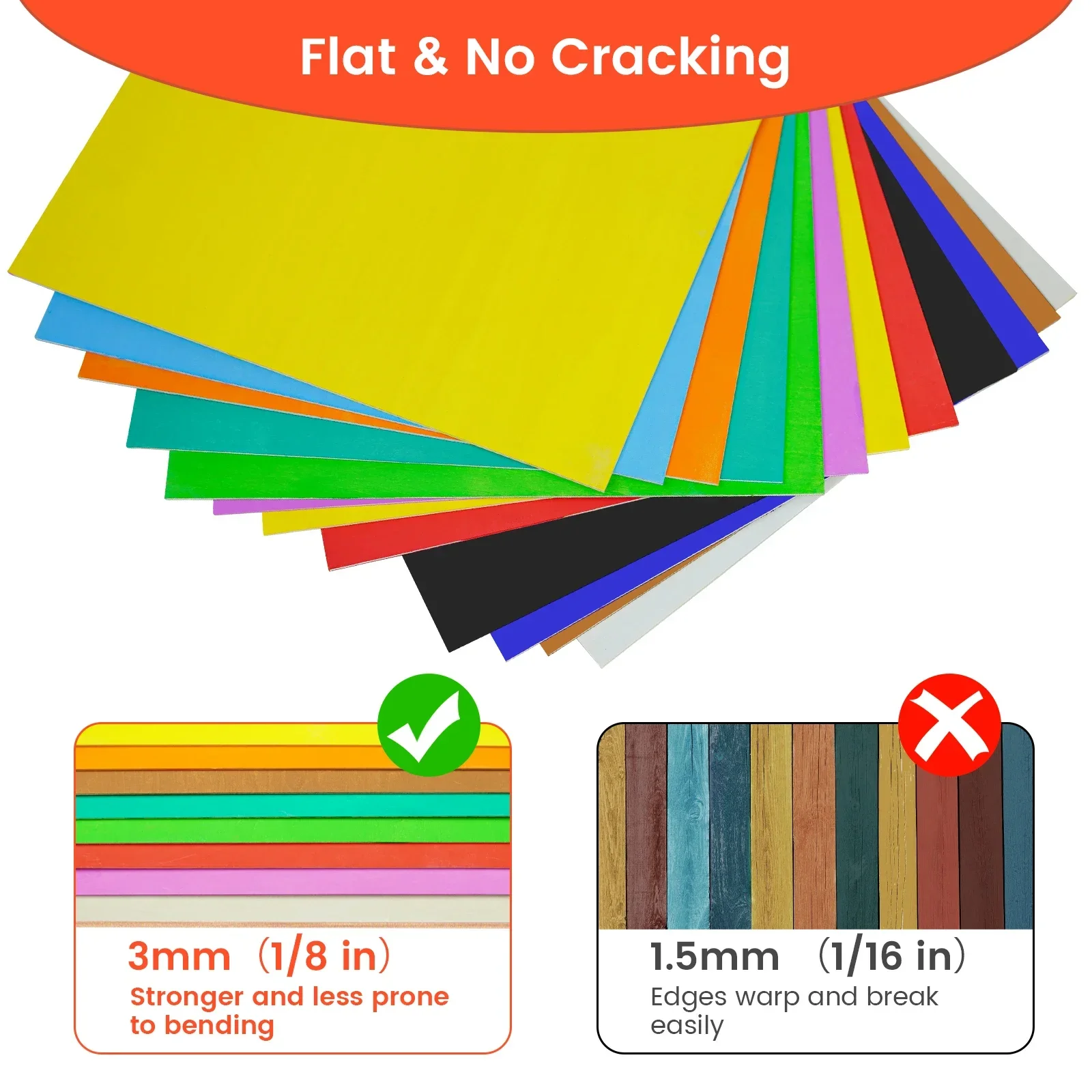 Tyvok 12pcs Plywood Crafts Laser Cutting board Sheets Plywood Handmade DIY Supplies Colored Plywood Laser Engraving Sheets