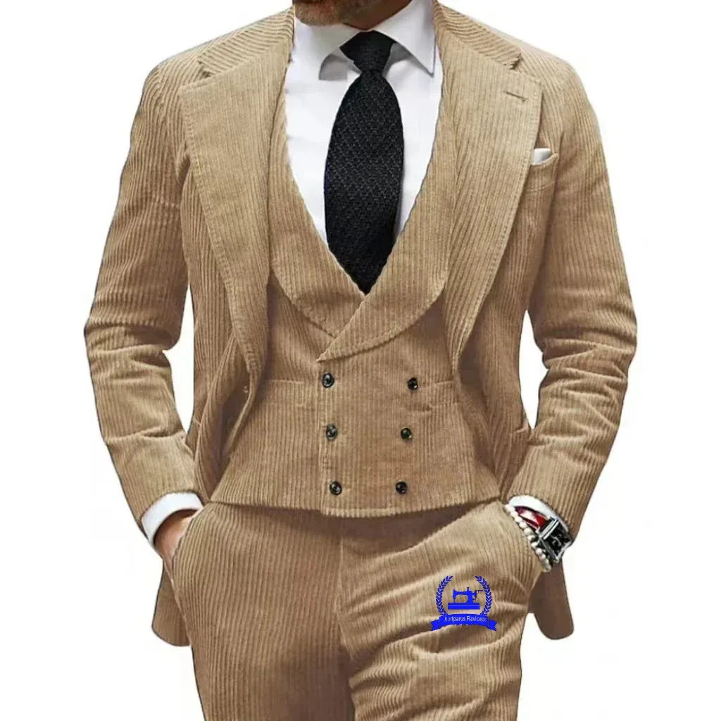 

Corduroy Man Suit Dinner Dress Wedding suit Tailor Suit Blazer For Groom Tuxedos Groomsman Suit