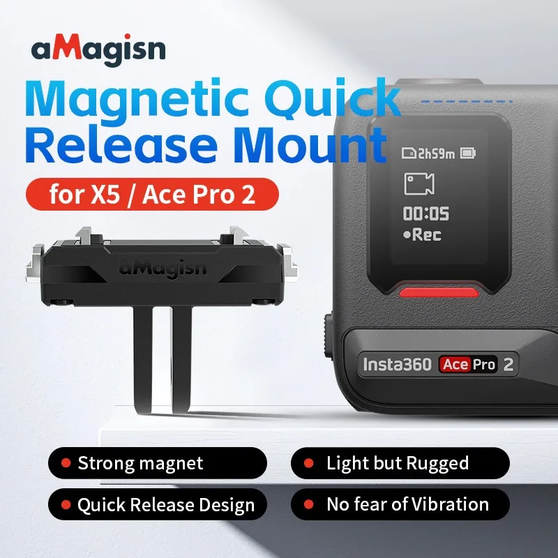 1Pcs aMagisn Magnetic Quick Release Mount ABS Plastic Portable Sports Camera Accessory for Insta360 Ace/Ace Pro