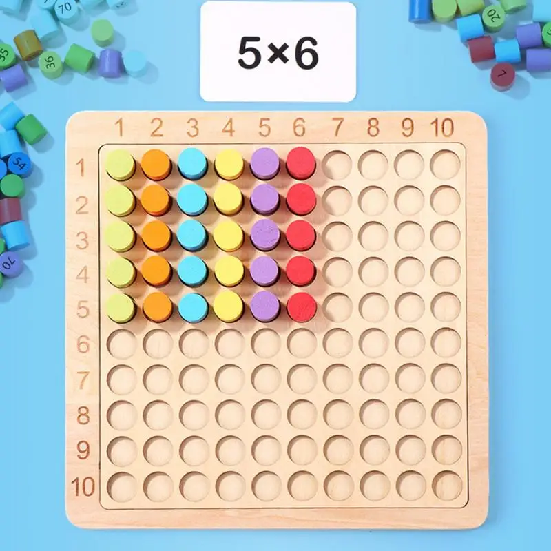 Jeu de société de Multiplication 3 en 1 pour enfants, Puzzle en bois, jeu de maths Montessori, jeux éducatifs précoces pour enfants