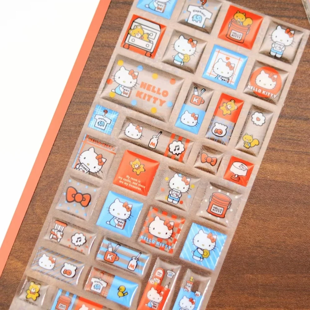 Genuino Sanrio 3D adesivi in gel di resina Cartoon Hello Kitty giocattoli decalcomanie studenti pianificatori tazza d'acqua decorazione del telefono adesivo regali per ragazze