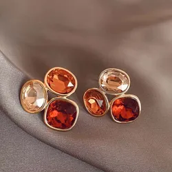 French High-end Brown Crystal Earrings For Women Fashion Luxurious Personalized Daily Accessories Prom jewelry Anniversary Gifts