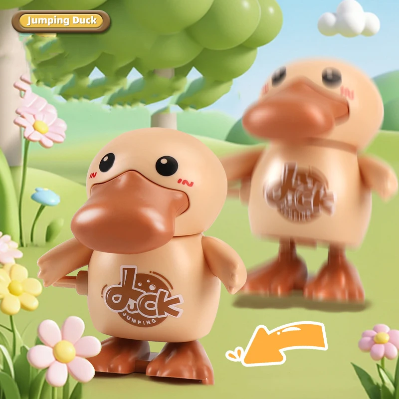 New Cute Wind-up Duckling Clockwork Toys Funny Cartoon Jumping Duck Children Swinging Hand Turn Head Educational Toys Kids Toys