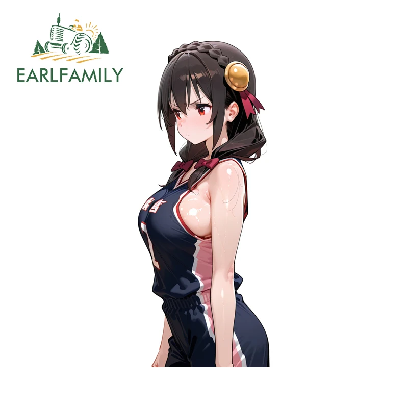 EARLFAMILY Angry Basketball Baby Yunyun Car Sticker Beautiful Fuel Tank Cap Electric-Bicycle Decals Scratch-Proof Car Label